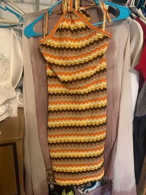 Women’s Chevron Knit Halter Skirt - Multicolor